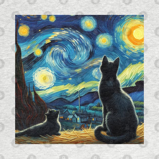 The black cats and the starry night by Geek Culture